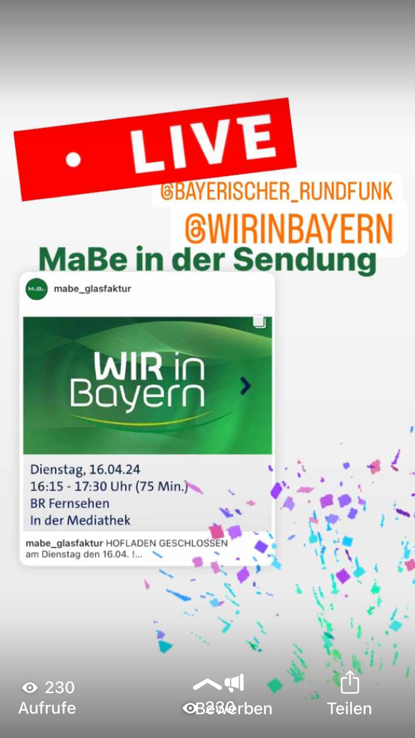 LIVE bei Wir in Bayern am 16.04.2024 ab 16:15h - MaBe®