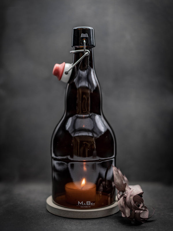 Bier Windlicht (30cm) upcycling aus der 2 l Bierflasche mit Schnappverschluss - OHNE UNTERSETZER - MaBe®