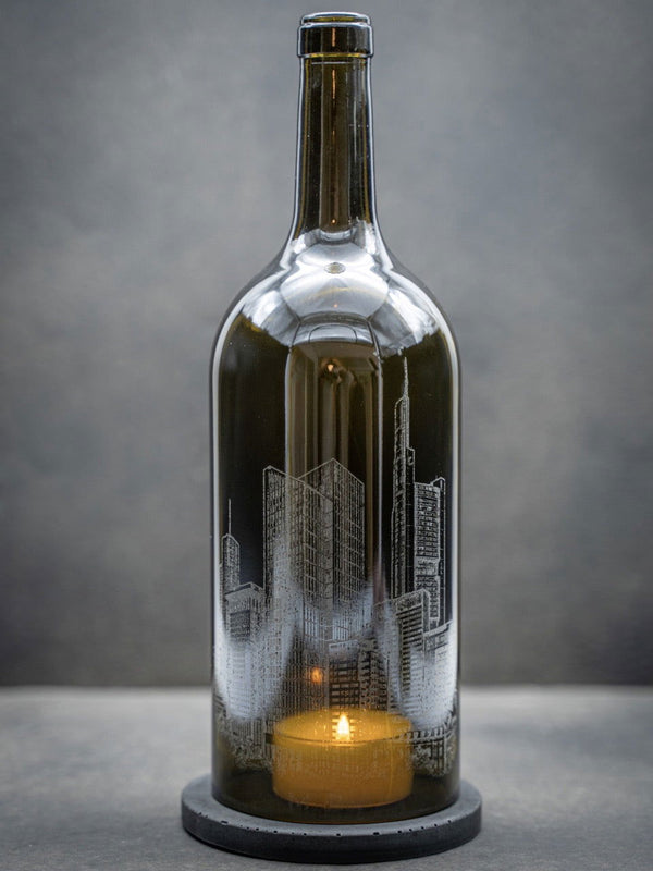 Windlicht Frankfurt am Main Skyline 1,5 l Bordeaux oliv - MaBe®