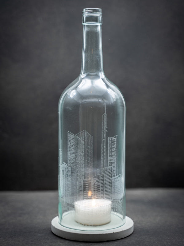 Windlicht Frankfurt am Main Skyline 1,5 l Bordeaux transparent - MaBe®