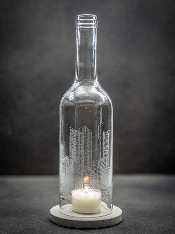 Windlicht Frankfurt am Main Skyline Bordeaux transparent - MaBe®