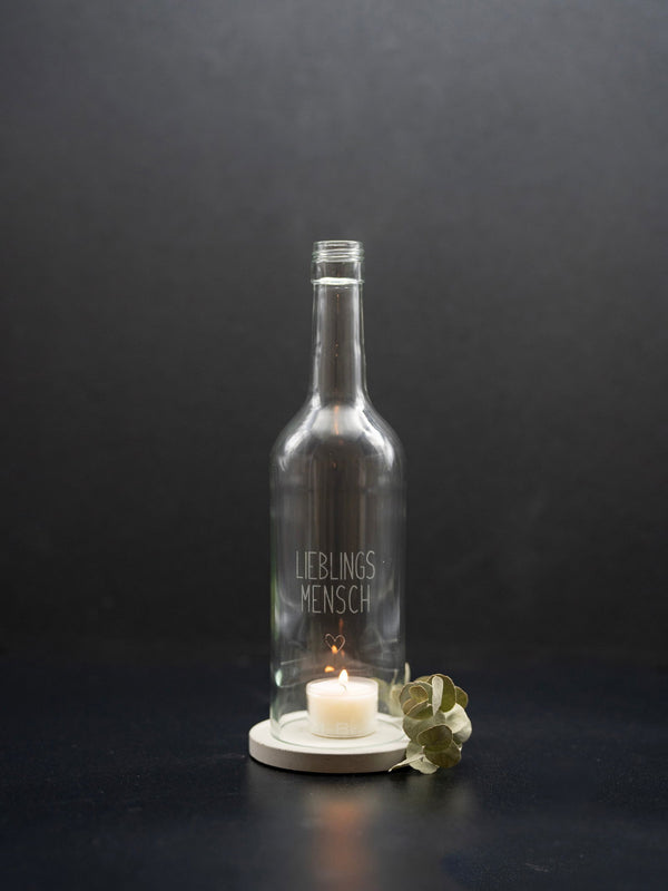 Windlicht Lieblingsmensch Gravur Bordeaux transparent - MaBe®