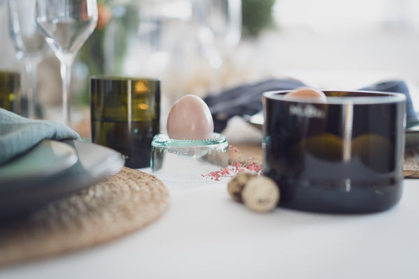Eierbecher - UPCYCLING aus Weinflaschen - nachhaltige Frühstückstisch