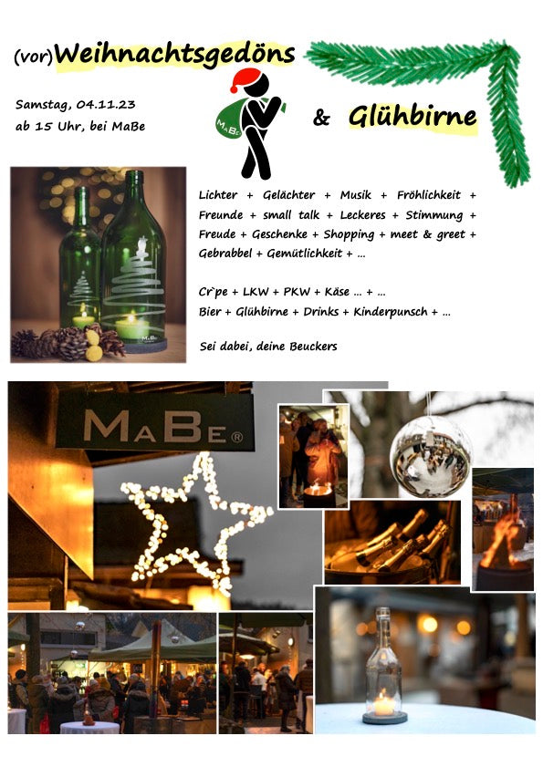 WeihnachtsGEDÖNS & Glühbirne am Samstag, 04.11. - MaBe®