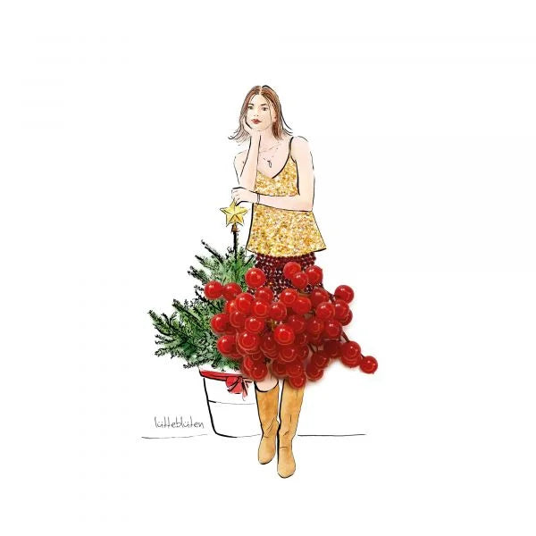 Rot & Gold 💛 🌲der Weihnachtsdress mit Bäumchen ❤️ zauberhafte Karten von Lütteblüten - Gabriele Ampt