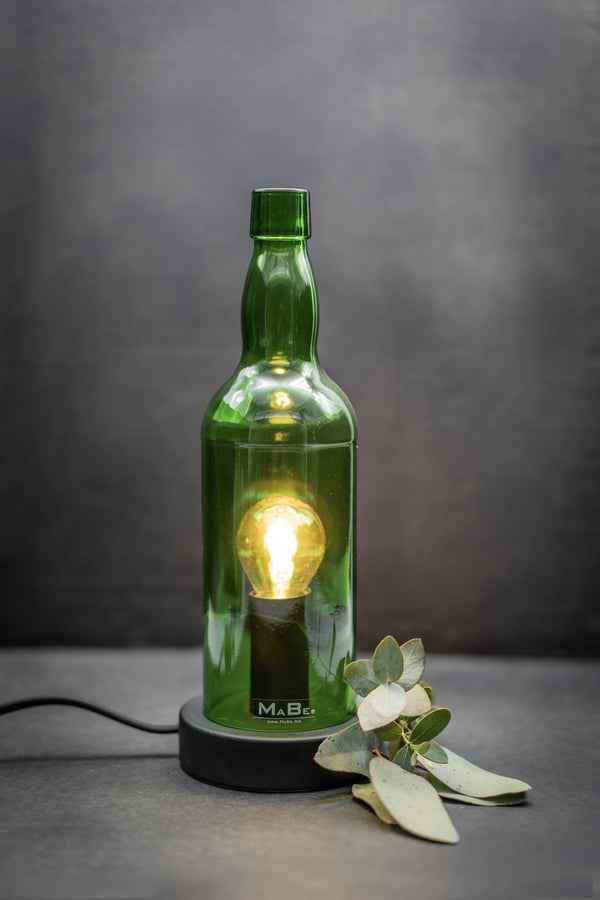TischLampe aus der  Whiskyflasche in grün