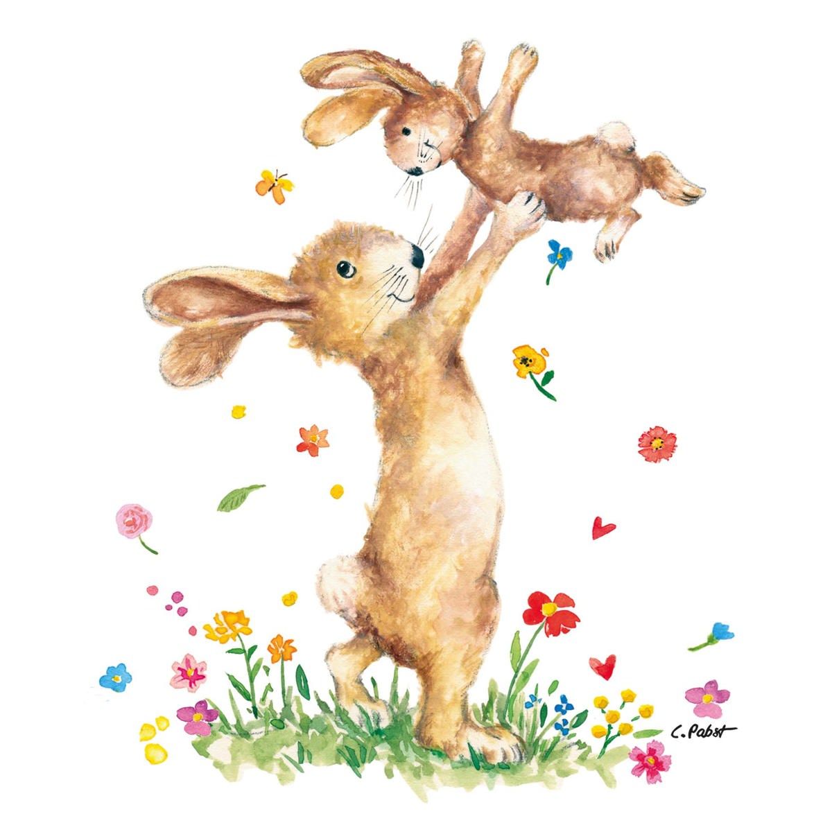 Großer & kleiner  Hase 🐰🌷gute Laune Servietten - von ppd