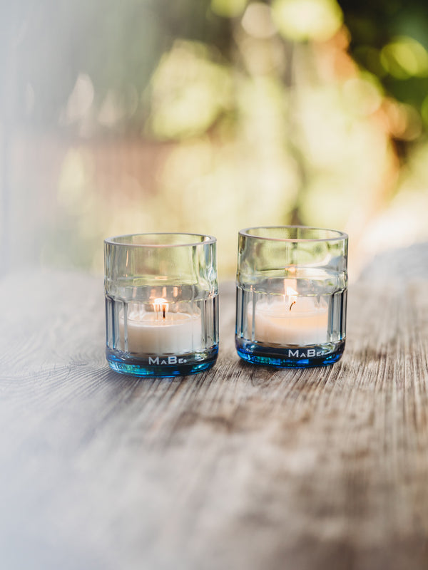 Himmelblauer Teelichthalter - und Glas 🩵 zauberhaft