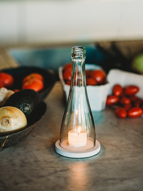 So klein, so nett - Upcycling Windlicht aus der dt. Weinflasche - das Kleinere