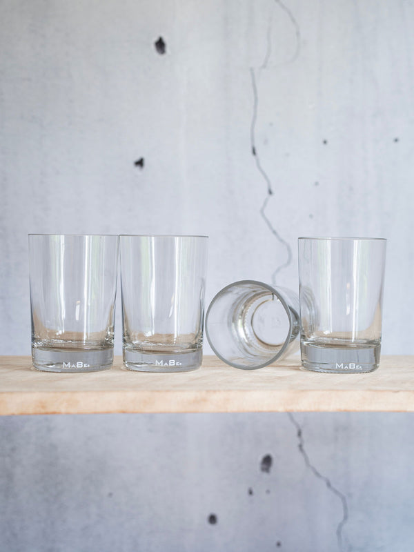 4er Set Longdrink Glas mit schwerem Boden - trinkt mit Stil aus der Whisky Flasche - - MaBe®