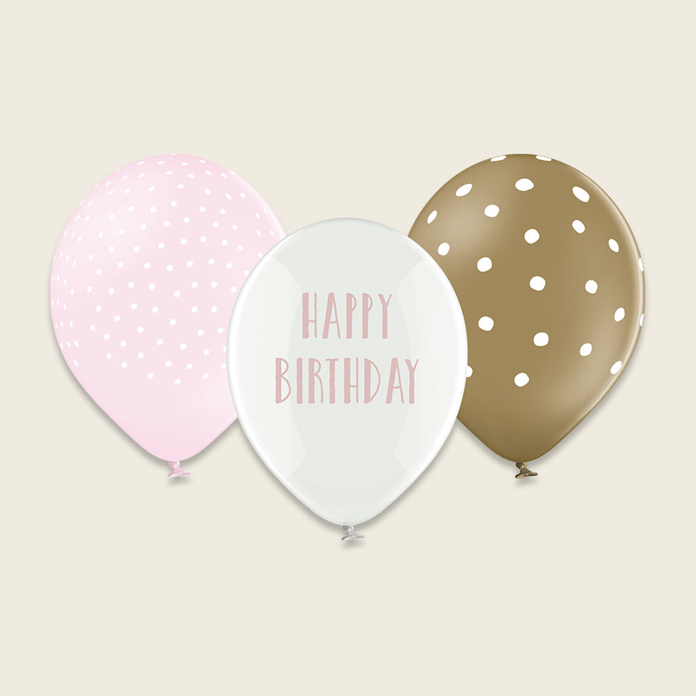 Luftballon Set 💛 gold - rose - weiss 🤍 Happy Birthday  von Ava & Yves