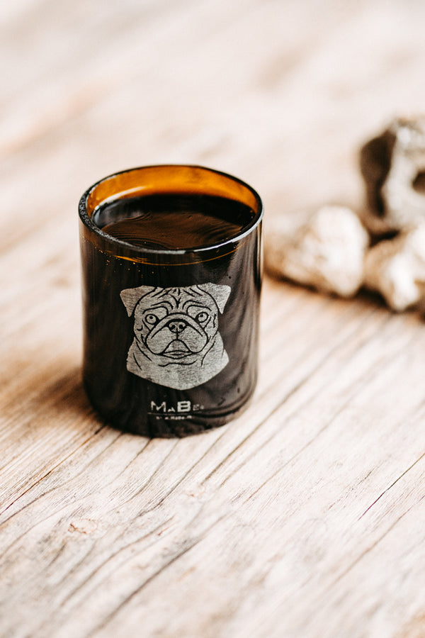 Mops  Glas - Lasergravur 🐶 rund und knautschig