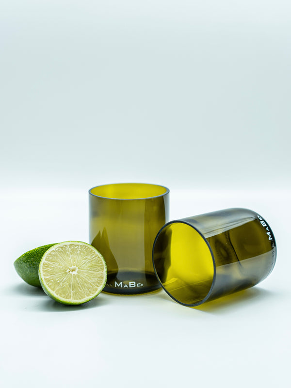 4er Set Trink Glas 250 ml oliv
