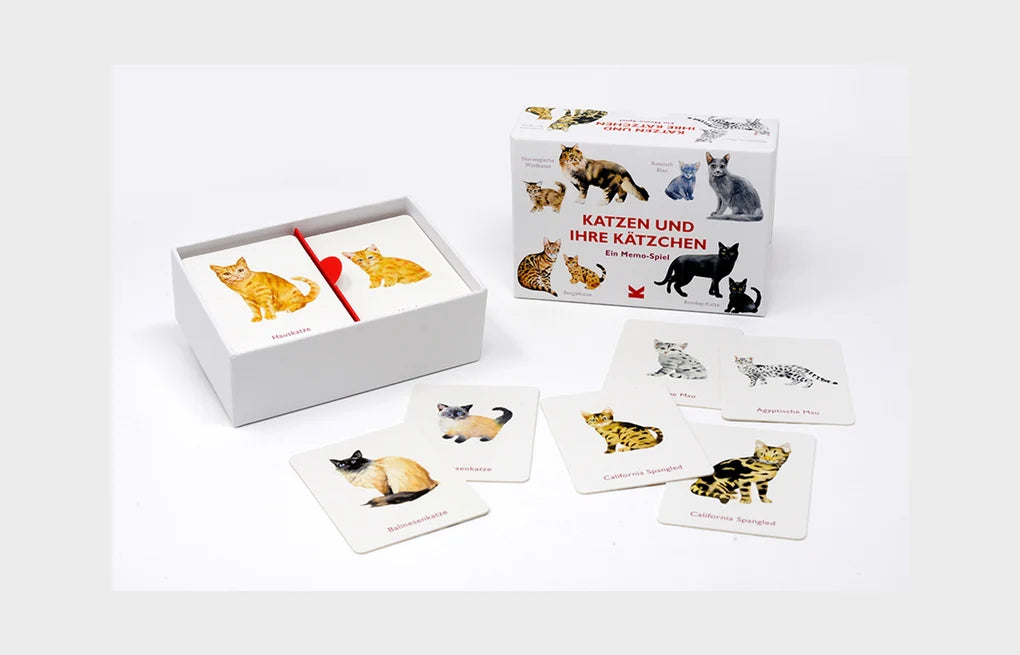 Katzen und ihr Kätzchen 🐈🐈‍⬛ Memospiel vom Laurence King Verlag