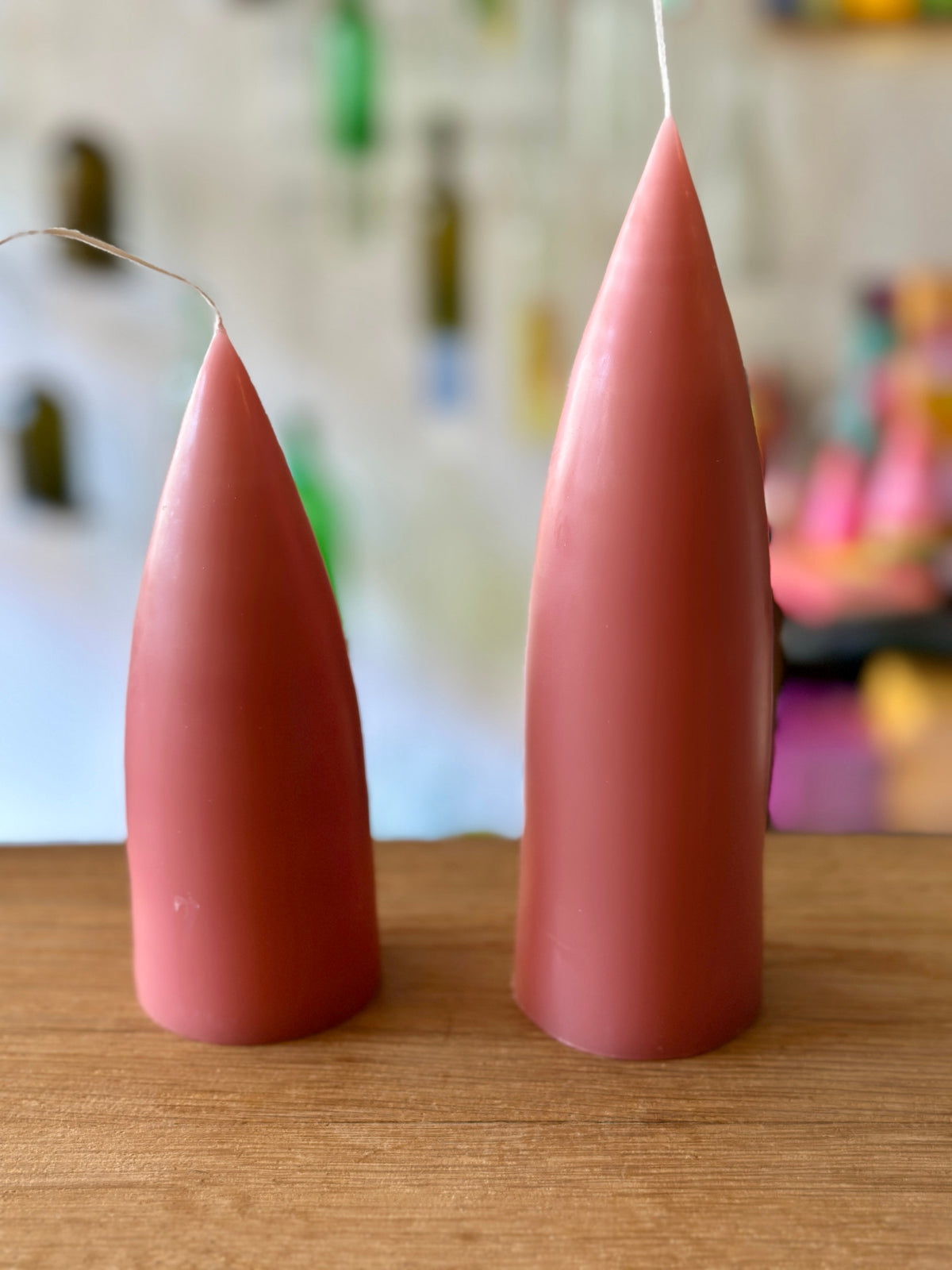 Dänische Kerze Kegelform - durchgefärbt 💙🟢 handgetaucht von Kunstindustrien