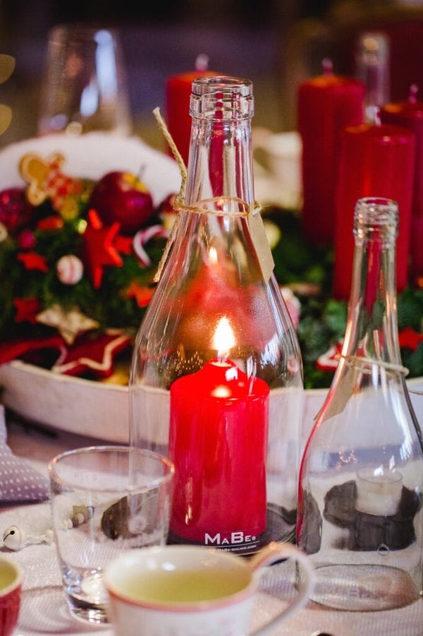 Windlicht (35cm) aus der 3l Weinbrandflasche - toller Klassiker, tolle Tischdeko