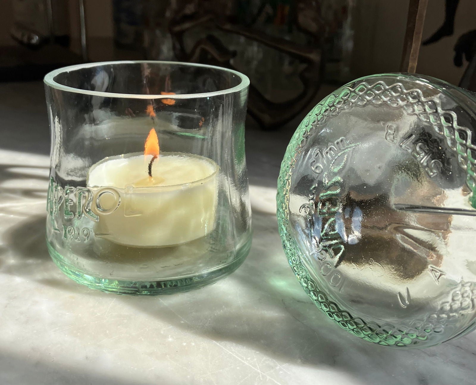 Aperol Teelichthalter - Upcycling aus der leergetrunkenen 1l Aperitivo Flasche - MaBe®
