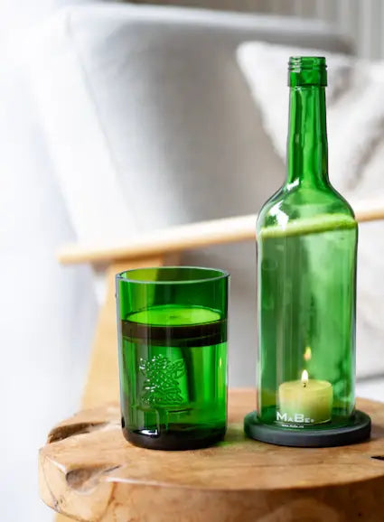 Becher oder Glas aus der grünen Ginflasche 💚  coole & nachhaltige Geschenkidee