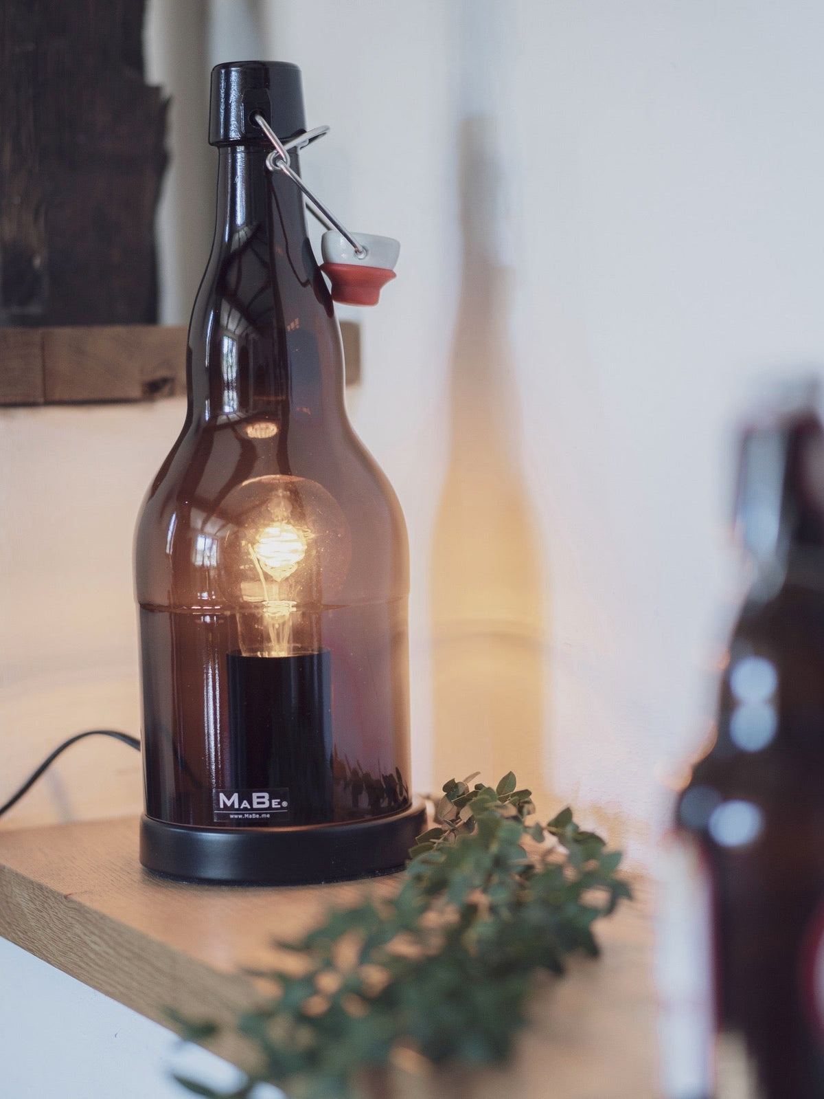 TischLampe + WINDLICHT (35cm) UPCYCLING aus der 2l Bierflasche - MaBe®