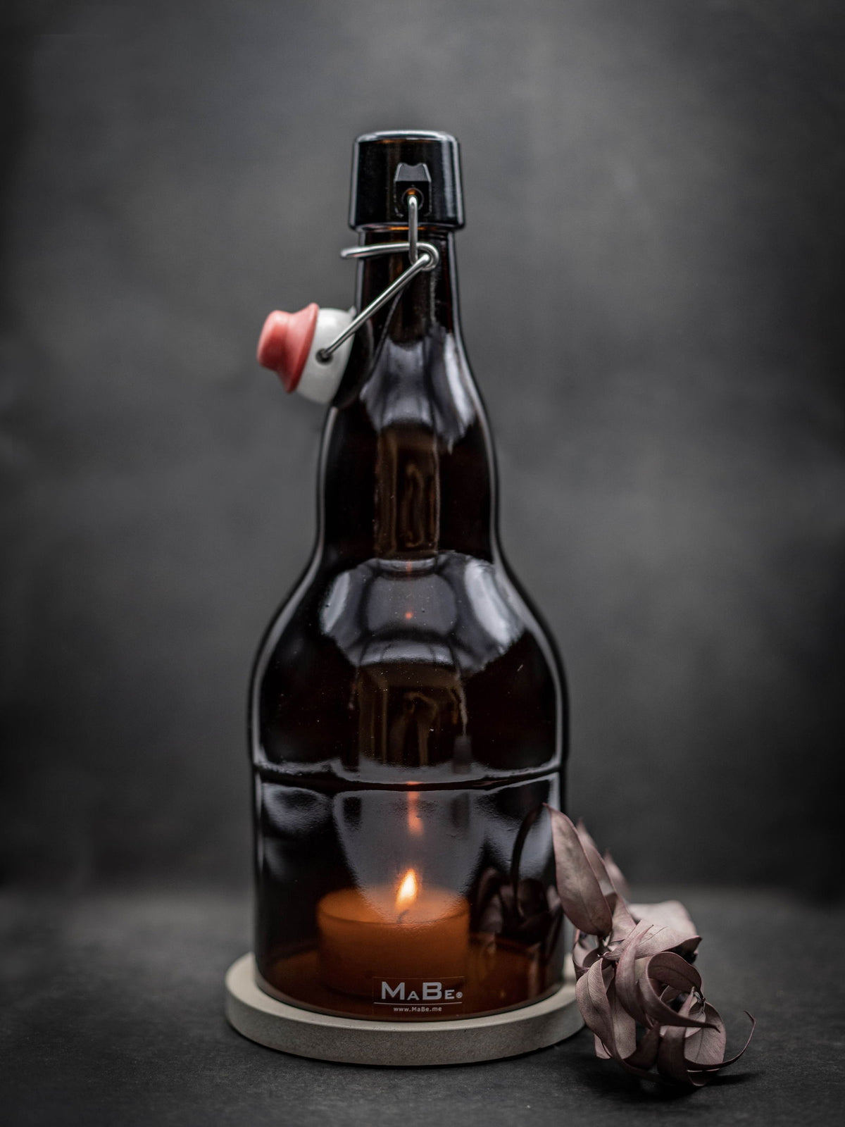 Bier Windlicht (30cm) upcycling aus der 2 l Bierflasche mit Schnappverschluss - OHNE UNTERSETZER - MaBe®