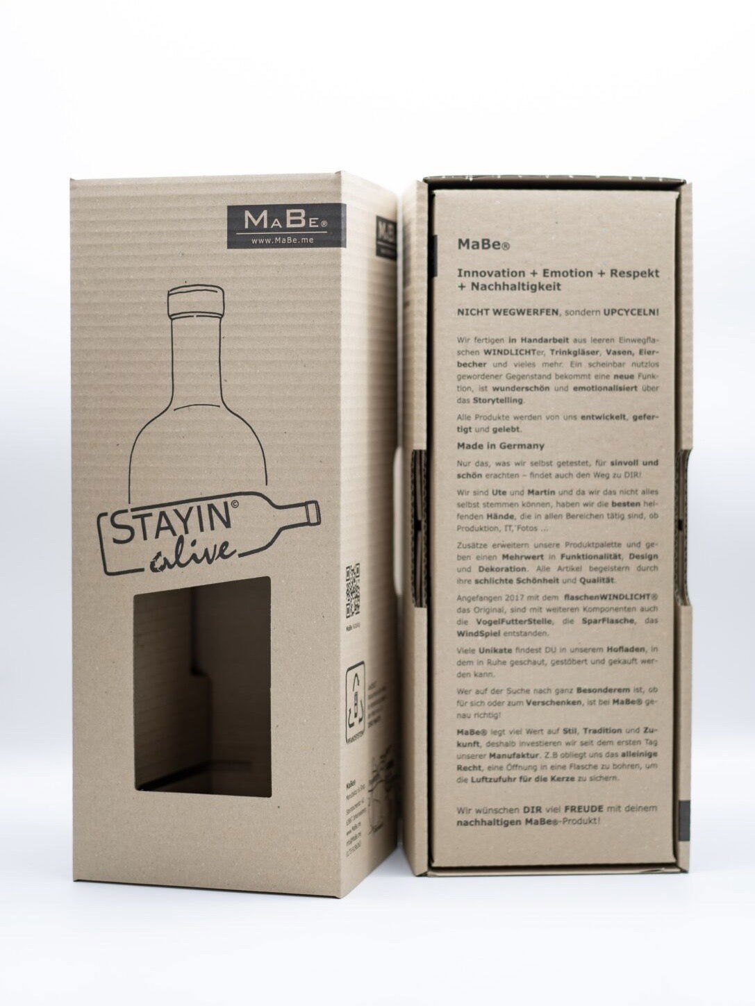 Bier Windlicht (30cm) UPCYCLING aus der 2l Bierflasche mit schwarzem Beton Untersetzer - MaBe®