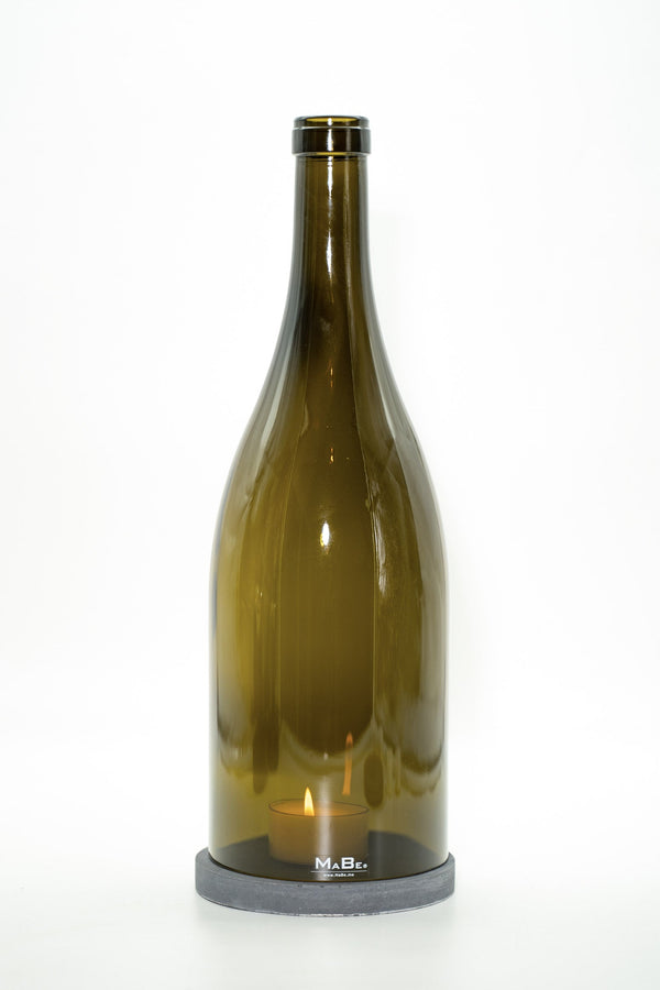BigBottle Windlicht (40cm) 3 l Wein | schwarzer Untersetzer - MaBe®