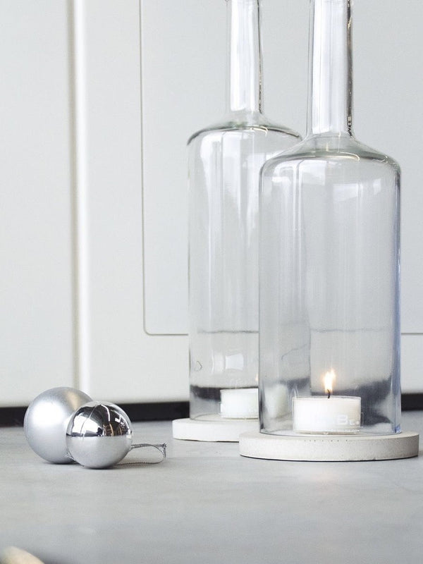 Big Bottle Windlicht (35cm) 3 l Spirituose | grauer Untersetzer - MaBe®