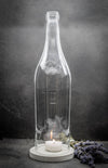 Big Bottle Windlicht (40cm)3l Weinbrand mit Prägung | grauer Untersetzer - MaBe®