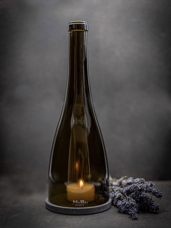 Big Bottle Windlicht Schlegel (35cm) 3 l Wein | schwarzer Untersetzer - MaBe®
