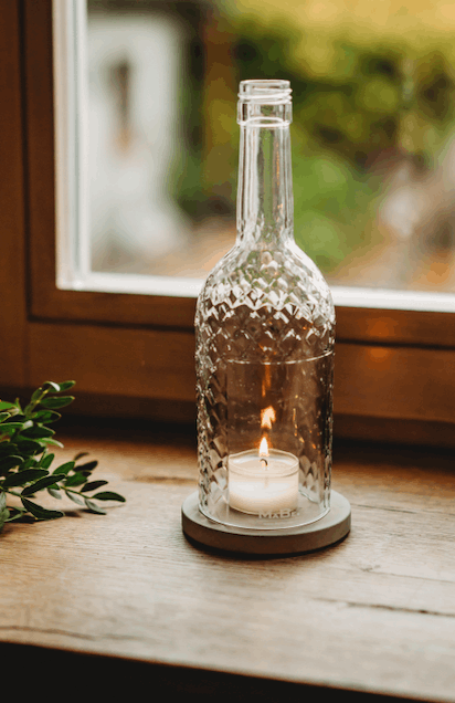 Wein Windlicht mit Schuppen Struktur  - besonders schön