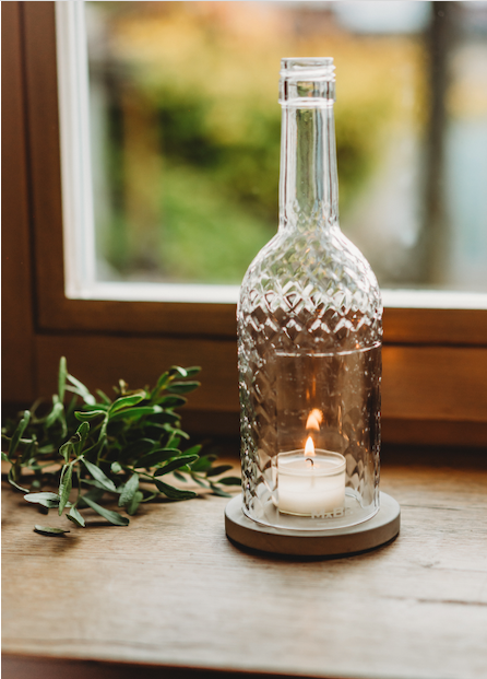 Wein Windlicht mit Schuppen Struktur  - besonders schön