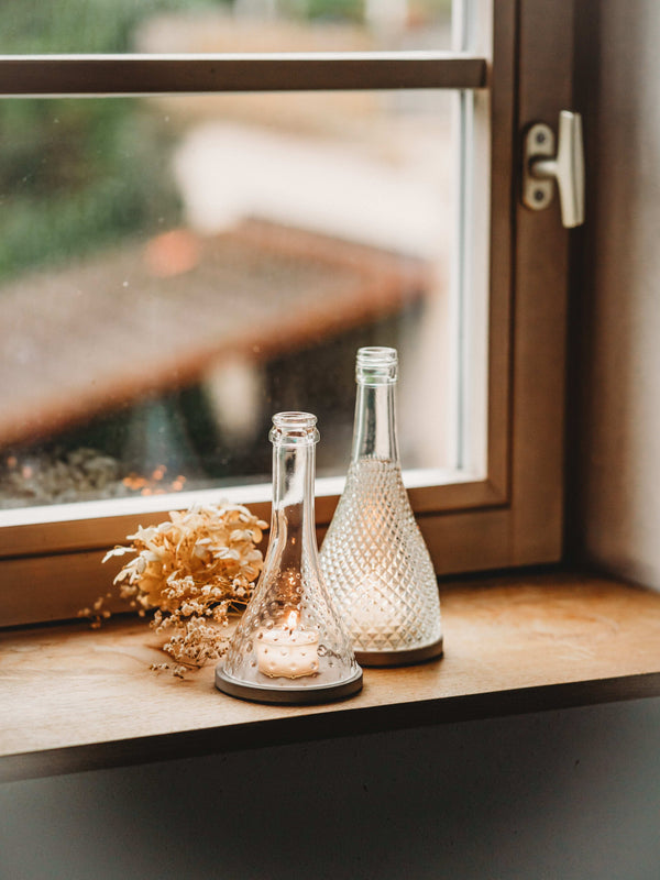 Klein und doch so schön ✨ Windlicht aus dem Oberteil der Spumante Flasche