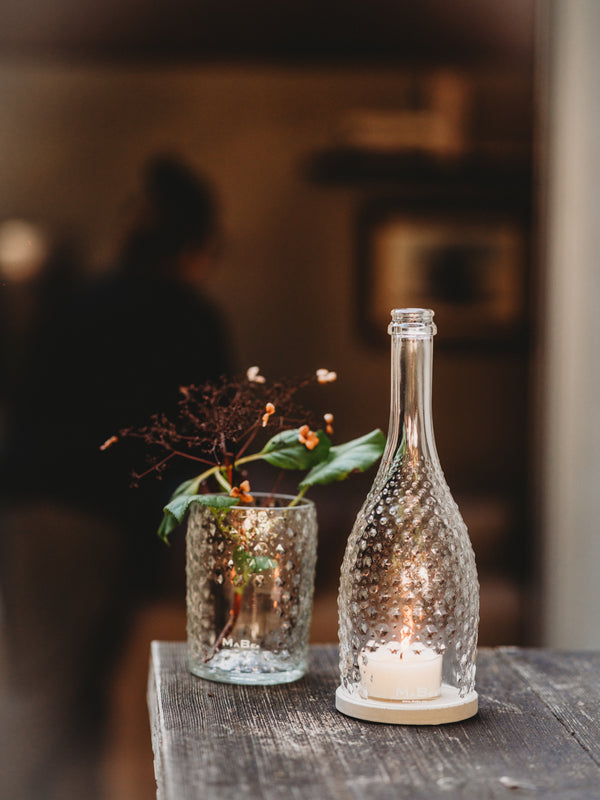 Prosecco Spumante Windlicht - witzig & edel in einem - gefertigt aus der Pizzolato Flasche