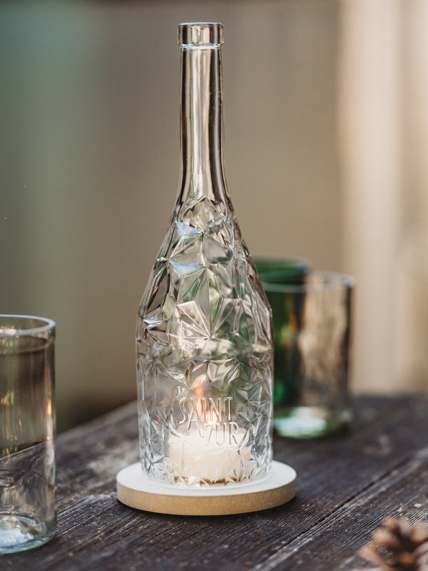 Windlicht aus der Provence - edel upgecycelt aus der Rose Wein Flasche