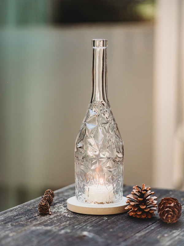Windlicht aus der Provence - edel upgecycelt aus der Rose Wein Flasche