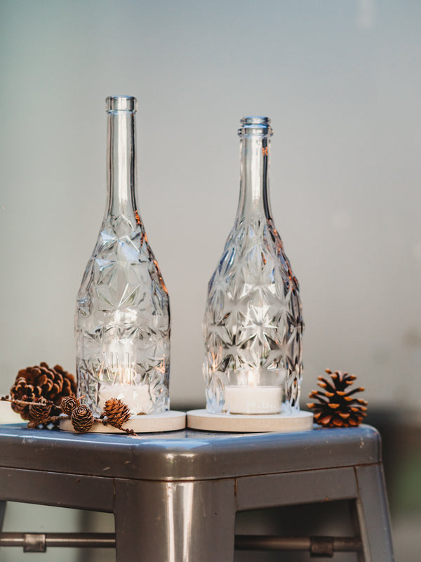 Windlicht aus der Provence - edel upgecycelt aus der Rose Wein Flasche