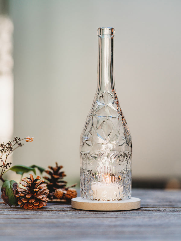 Windlicht aus der Provence - edel upgecycelt aus der Rose Wein Flasche