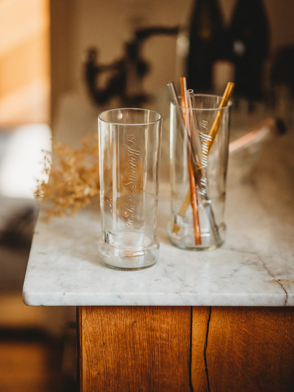 Wodka war mal drin - Glas oder Vase - mit Smirnoff Prägung