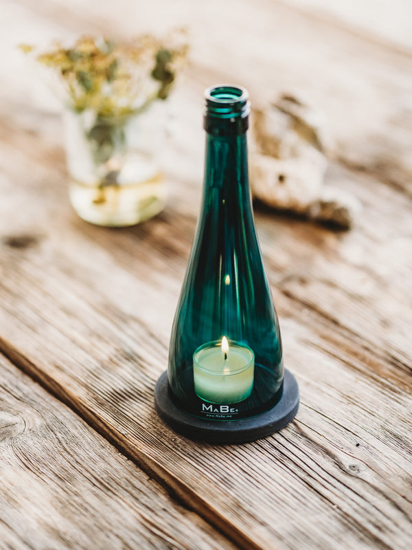 So klein, so nett - Upcycling Windlicht aus der dt. Weinflasche - das Kleinere
