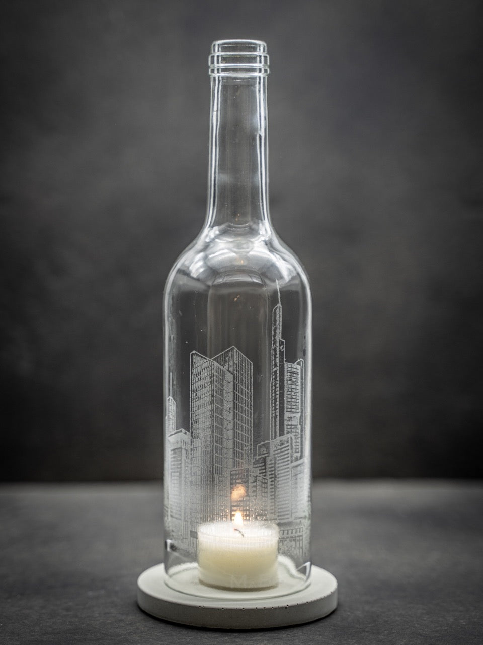 Windlicht Frankfurt am Main Skyline Bordeaux transparent - MaBe®
