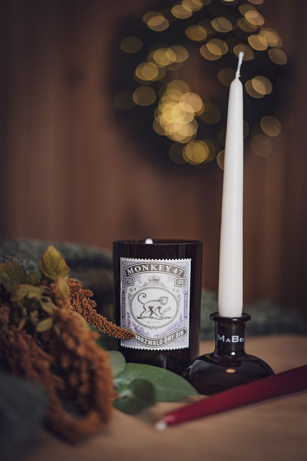 Traumduo - Vase und Kerzenständer aus der Monkeys 47  Gin Flasche - MaBe®