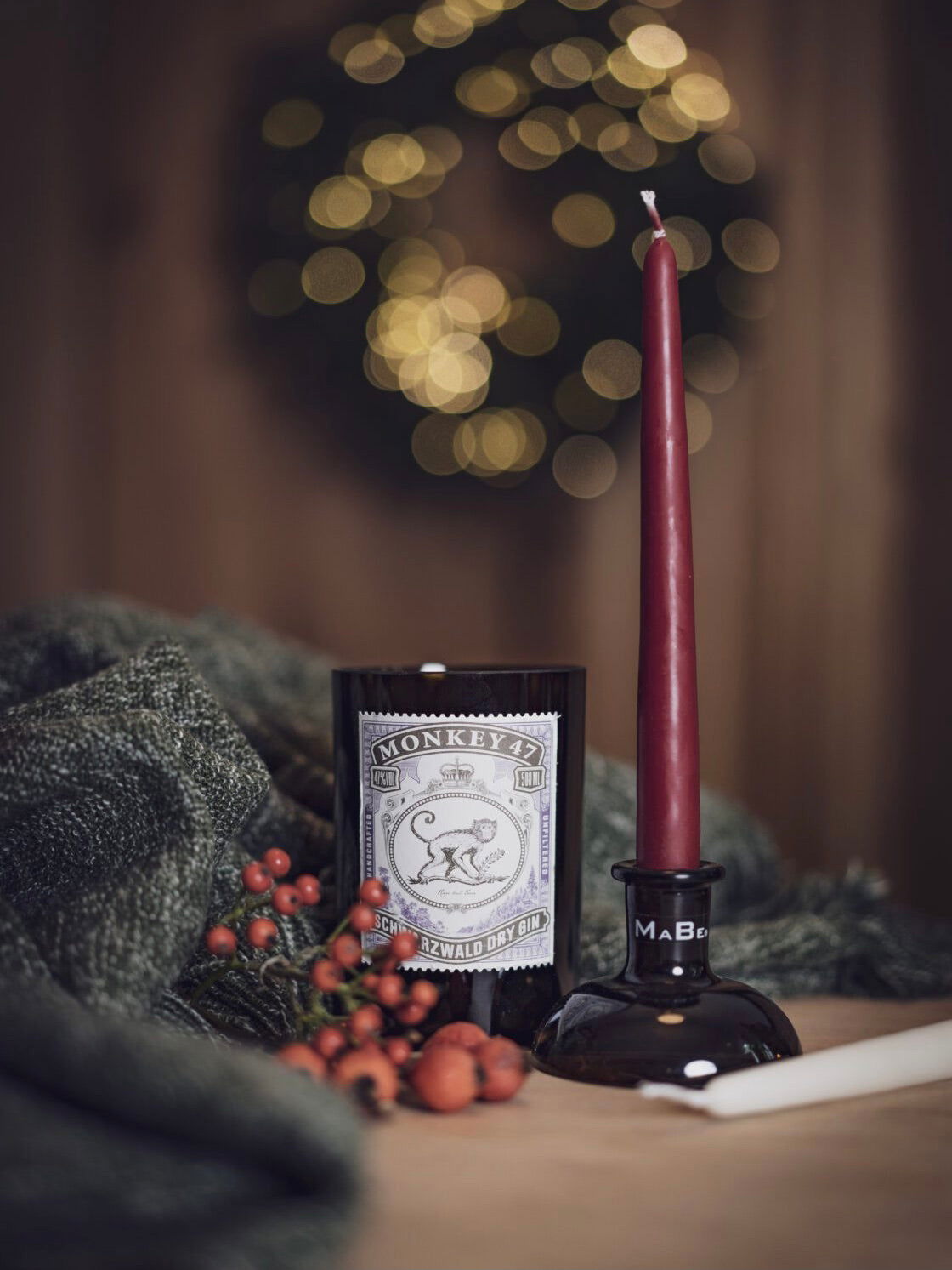 Traumduo - Vase und Kerzenständer aus der Monkeys 47  Gin Flasche - MaBe®