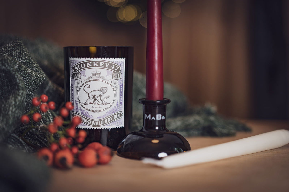 Traumduo - Vase und Kerzenständer aus der Monkeys 47  Gin Flasche - MaBe®