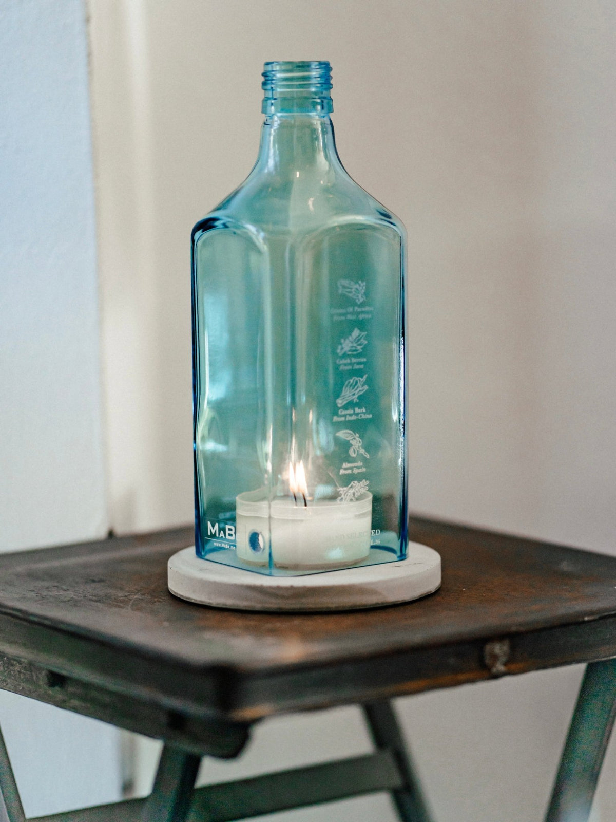 Gin Windlicht - soft color - wunderbar zartes 🩵 Hellblau - nachhaltige Geschenkidee