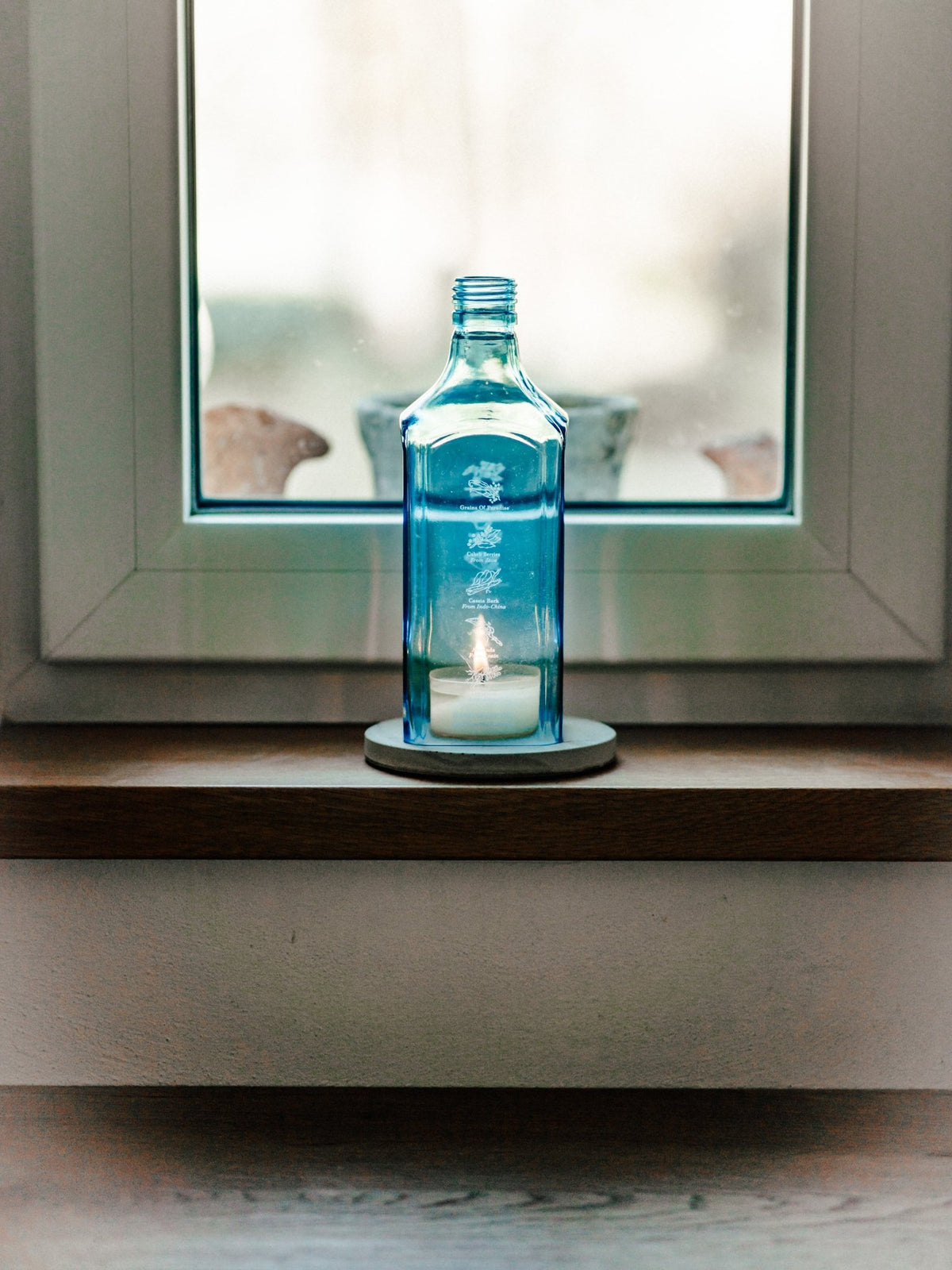 Gin Windlicht - soft color - wunderbar zartes 🩵 Hellblau - nachhaltige Geschenkidee