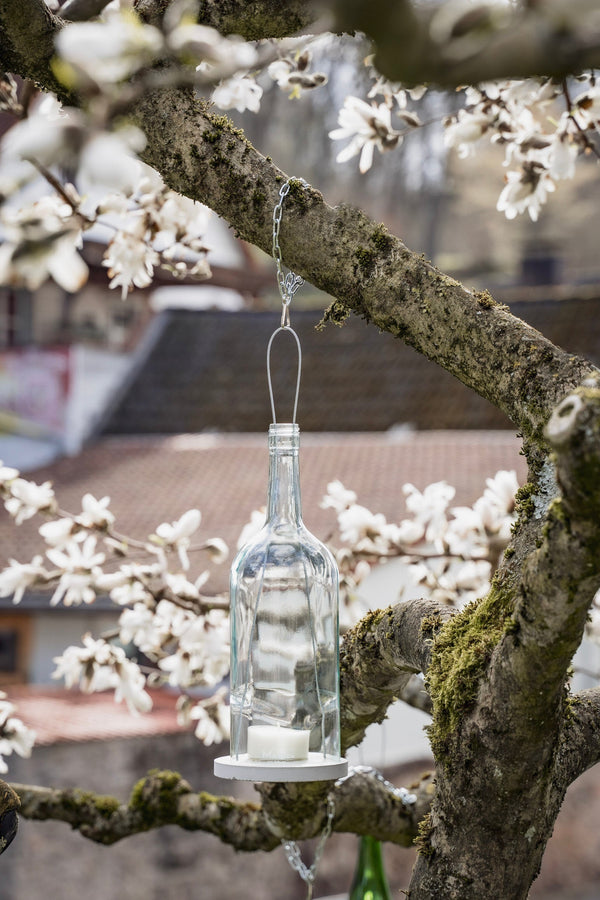 Hänge Windlicht 1,5 l Bordeaux Flasche in transparent - MaBe®