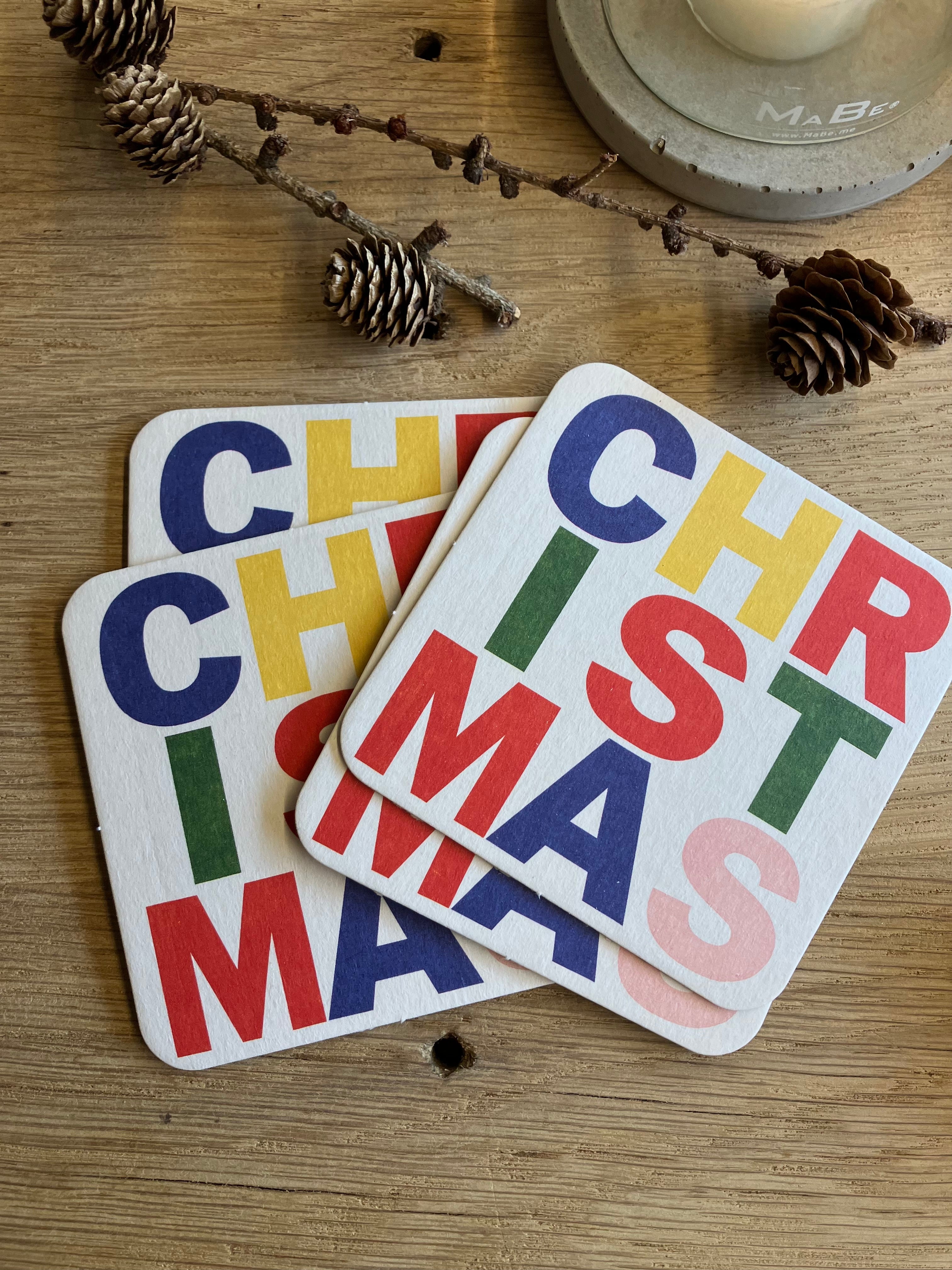 Bunte 🩷💚💙 witzige Weihnachts- 🌲 X-Mas  Untersetzer