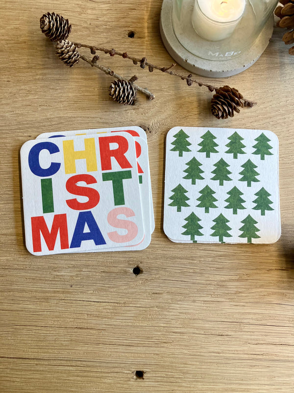 Bunte 🩷💚💙 witzige Weihnachts- 🌲 X-Mas  Untersetzer