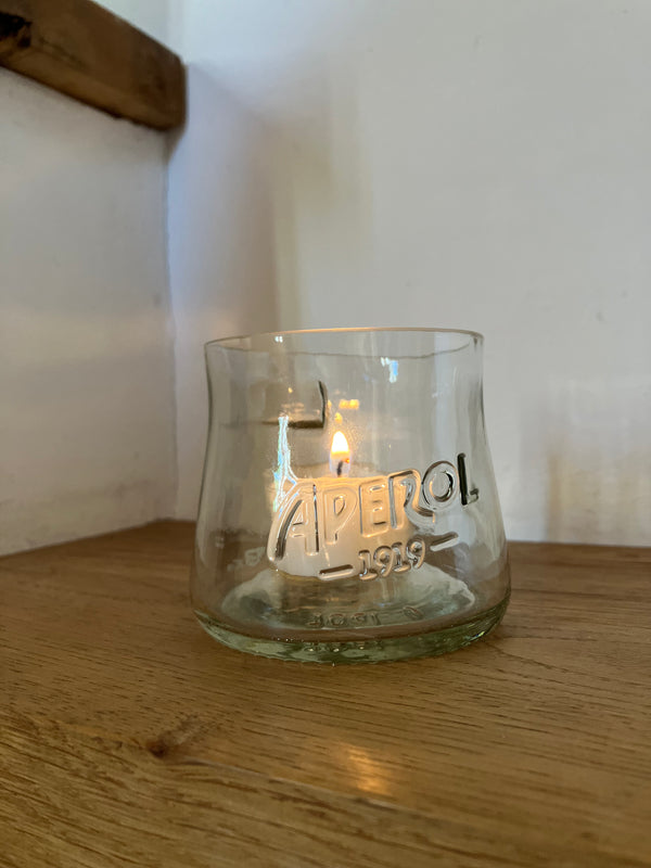 Aperol Teelichthalter - Upcycling aus der leergetrunkenen 0,75l Flasche