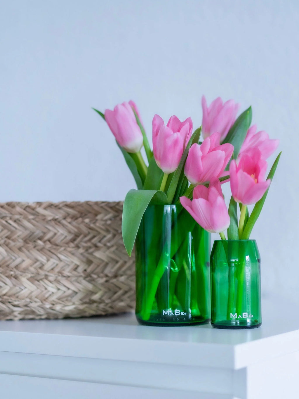 Kleine Vase aus der Piccolo Sekt Flasche - echt grün & ecofriendly